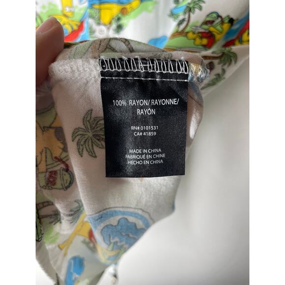 Simpsons White Beach Hawaiian Button Down Short Sleeve Shirt Size Medium Mens - Picture 4 of 5